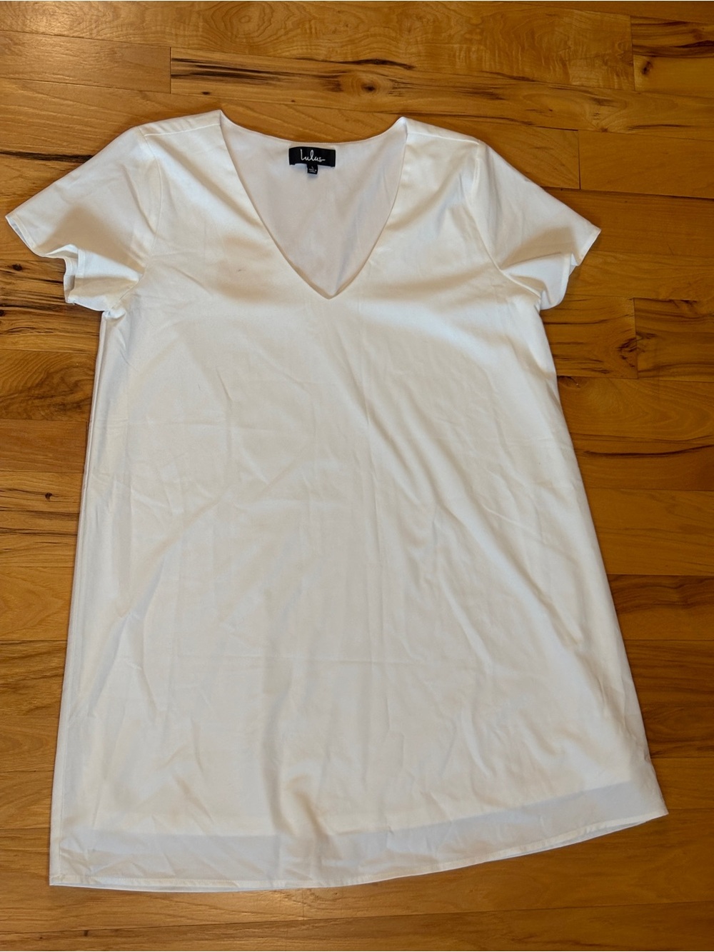 Lulu's White V-Neck White Shift Dress
